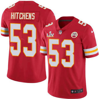 Super Bowl LV 2021 Men Kansas City Chiefs #53 Anthony Hitchens Red Limited Jersey
